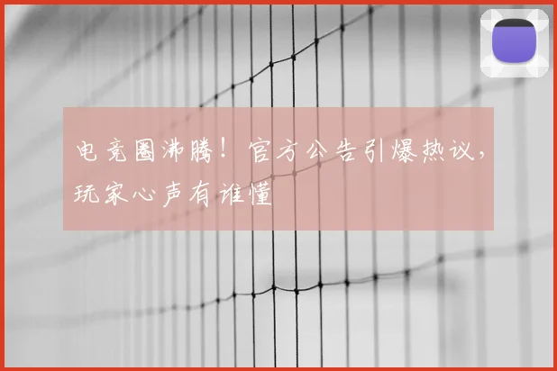 电竞圈沸腾！官方公告引爆热议，玩家心声有谁懂